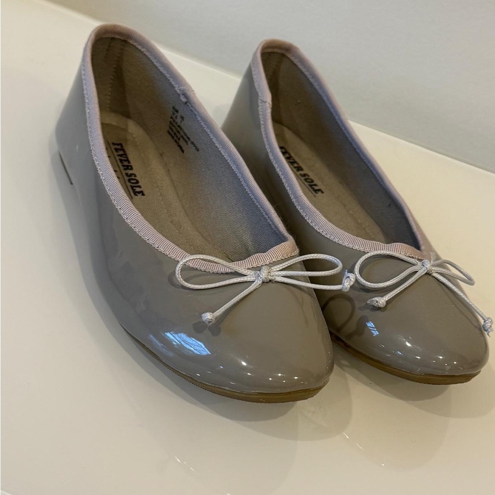 Fever Taupe Flats Sleek Patent Leather Loafers